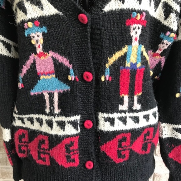 PRICE FIRM Lord & Taylor Cardigan Sweater Folkart  Alpaca VTG PRICE FIRM - Picture 6 of 8